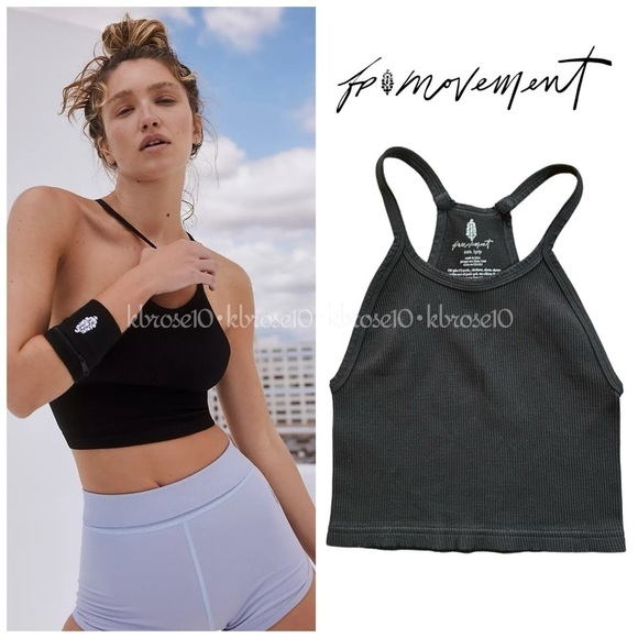 Free People FP Movement Happiness Runs Crop Tank Black NWOT Size XS/S - Picture 1 of 10